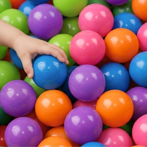 LittleTom Bällebad Spielbälle Baby - 10000 Bunte Bälle 6 cm - robuste Kunststoffbälle für Spielzelt Spieltunnel oder Bällebad, Indoor & Outdoor Spielzeug für Babys und Kinder, leicht und sicher