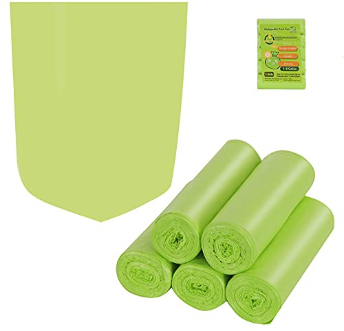 Trash Bags Biodegradable,4-6 Gallon Trash bags Recycling & Degradable Garbage Bags Compostable Bags Strong Rubbish Bags Wastebasket Liners Bags for Kitchen Bathroom Office Car(100 Counts,Green)