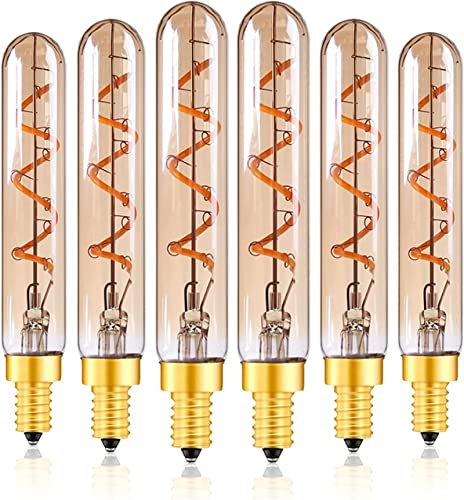 E14 LED Glühbirne Warmweiss T20 2W LED Filexible Filament Glühbirnen 2200K Vintage Glühbirne Äquivalent 20W Glühlampen,Glasröhre Pendelleuchte Röhrenlampen Energiesparlampe für Café Bar, 6er Pack