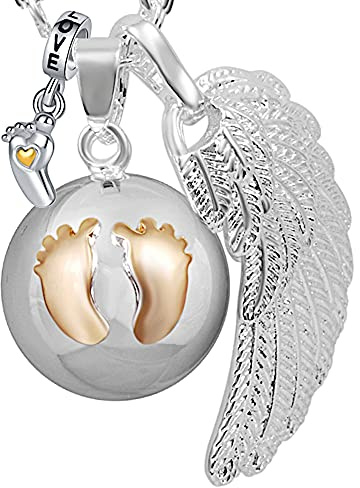 ICOOM Bola de grossesse avec Cordon et Grelot Collier pour Femme Enceinte clochette Pendentif harmony ball Appeleur d’anges Bijou musicale Carillon Boule pour Maternité Cadeau