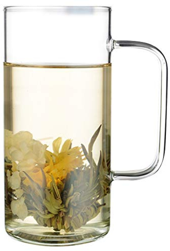 ZYCSKTL Bicchieri Glass Cup,Vetro Resistente al Calore della Cintura, Tazza da tè for Uso Domestico, Tazza Spessa Trasparente, Tazza da tè A Fiore Singolo con Maniglia da Ufficio
