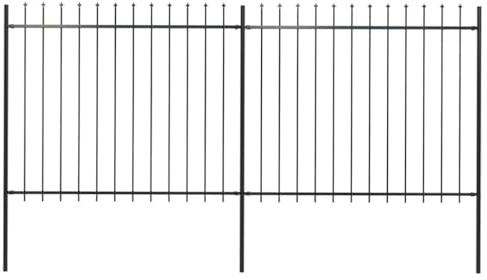 vidaXL Recinzione da Giardino con Punta a Lancia in Acciaio 359x150 cm Nero