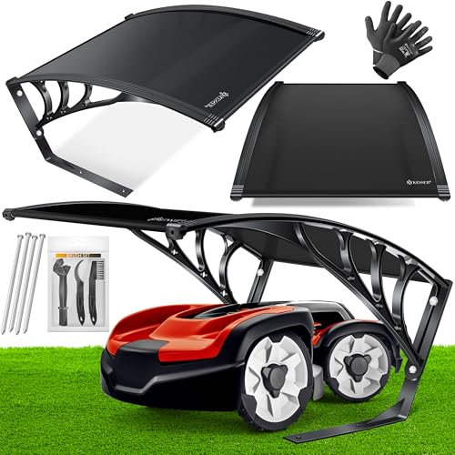 KESSER® Mähroboter Garage Dach Carport Überdachung für Rasenmäher Rasenroboter Automower Garten Witterungsbeständig Mährobotergarage inkl. Handschuhe & Brushset, Maße 82x103x47cm, Schwarz