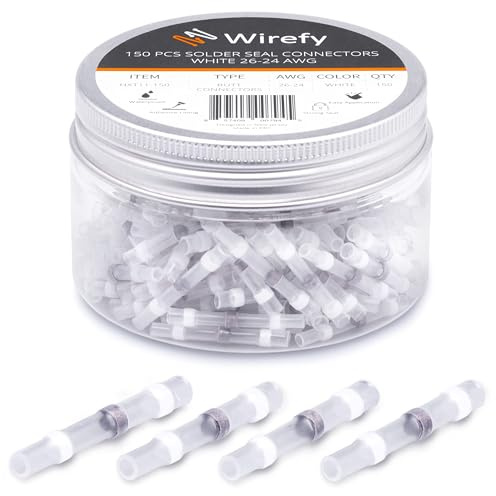 Wirefy Lötverbinder mit Schrumpfschlauch im Set - Kabelverbinder wasserdicht - Schrumpfschlauch Transparent Stoßverbinder - Schrumpfverbinder 0,125-0,3 mm² - 150 Stück