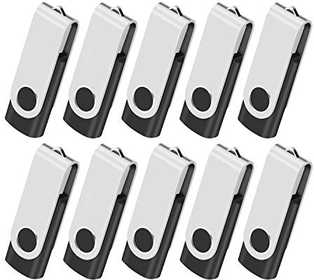 AreTop Clé USB 2GB Lot de 10, Rotation USB 2.0, Noir | Rotation 360° protège le connecteur, USB 2.0 Plug-and-Play, compatible PC/ordinateur portable/tablette/voiture/TV