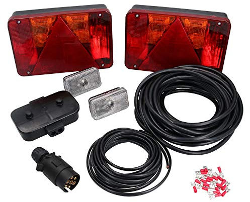 AB Tools 10m Trailer Light Wiring Kit Rear Large Lights, Front Markers, Plug, Junction Box