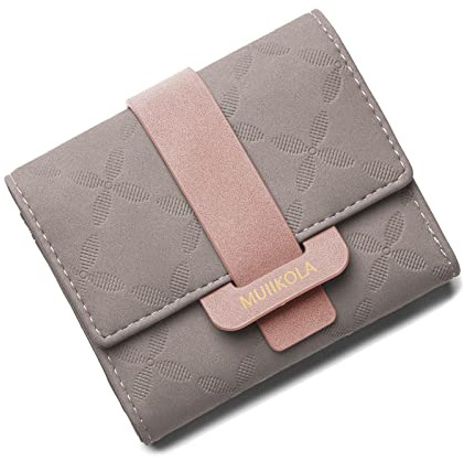 MUIIKOLA Geldbörse Damen RFID Blocking Portemonnaie Damen 100% Veganes Leder Klein Damen Geldbeutel mit 5 Kartenfächern und 1 ID Fenster