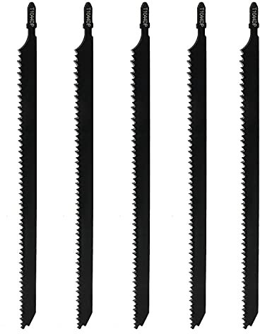 EMSea T1044D Stichsägeblätter, lang, 250 mm, T-Form, für saubere und schnelle Schnitte von Holz, für dicke Bauholz, OSB-Faserplatten, 5 Stück
