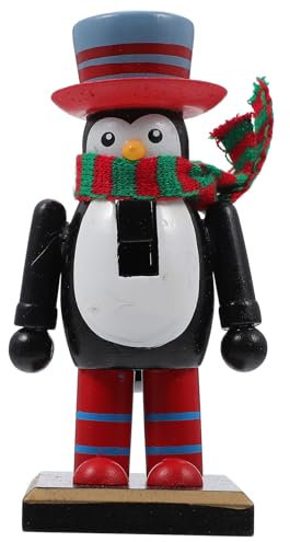 VALICLUD Wooden Nutcracker Figurines Holiday Penguin Doll Toys Ornaments for Xmas Shelves Tables Decoration