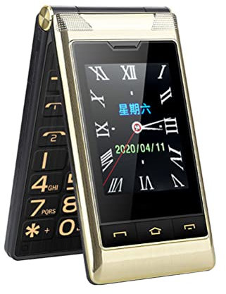 KKPLZZ Teléfono móvil Plegable para Personas Mayores, G10-C, Oro, Teléfono Celular de Gran Volumen con Estuche Protector