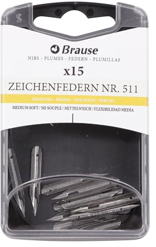 Brause 150511B Schachtel mit 15 Zeichnenfedern mittelfest und sehr fein