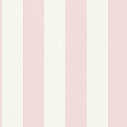 Streifentapete Tapete 381013 38101-3 Trendwall 2 A.S. Création Tapete für Diele/Flur Kinderzimmer | Pink / Rosa Weiß | 10,05 x 0,53 m