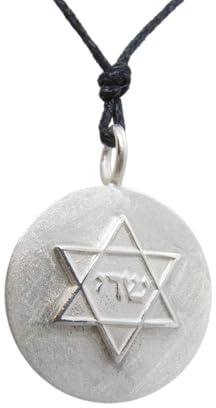 Stella di David : Ciondolo in Argento 925 - Pendente con Girocollo in Cordoncino - Simbolo Ebraico - Israele