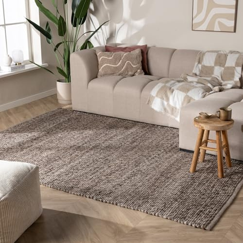 FRAAI | Home & Living Wollteppich - Feline Braun 160x230 cm | Wolle - Flachgewebe - Meliert, Einfarbig - Klassik, Ländlich, Modern, Skandinavisch - Wohnzimmer, Esszimmer, Schlafzimmer