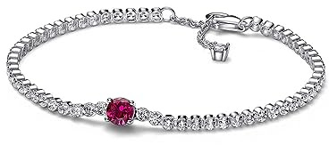 PANDORA Timeless Armband, Sterlingsilber, mit kirschrotem Jubiläumskristall und klarem Cubic Zirkonia