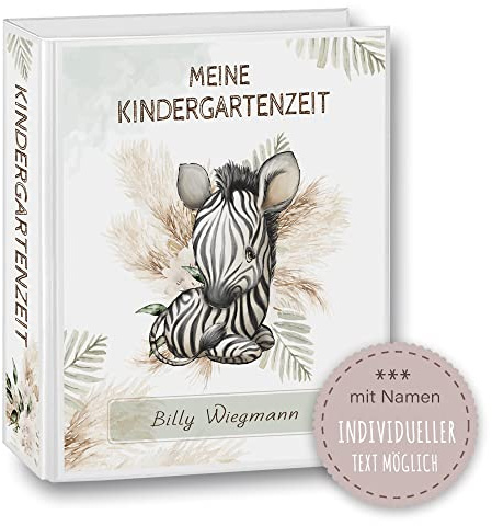 Kindergarten Ordner personalisiert mit Namen und Wunschtext Safaro Zebra A4 - Meine Kindergartenzeit Kindergartenordner Portfolioordner Sammelordner Junge Mädchen