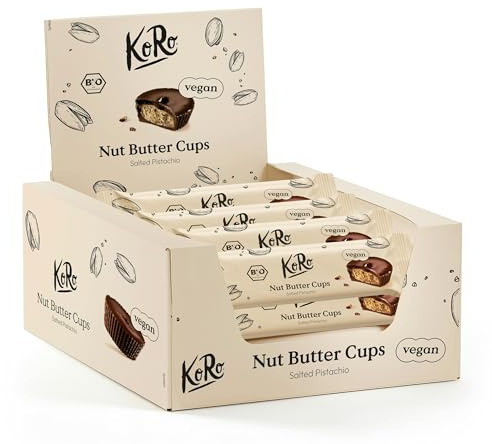 KoRo - Bio Nut Butter Cups Salty Pistachio - Chocolat noir croquant - Beurre de pistache salé - Vegan