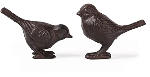 STCREE Lot de 2 statues d'oiseaux en fonte TQGJST33 - Décoration de jardin - Couleur rouille
