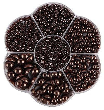 Buer Homie 5600 Perline Piatte, 2/3/4/5/6/8/10 mm Decorative per Make Up, Mezze Perle Adesive, Colore Occhi (Caffè)