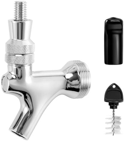 HGKEKE Beer Faucet Beer Tap for Kegs Kegerator Draft Beer Tower, Classic & Standard American Beer Faucet with Beer Tap Plug (Stainless Steel Core & Brass Body)