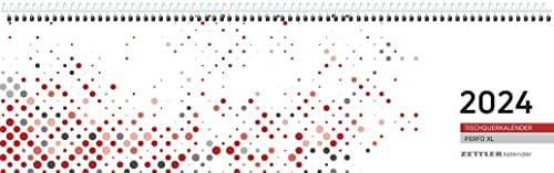 ZETTLER Tischquerkalender Perfo XL rot Tischkalender 2024, im Format 36,2 x 10,6 cm, Monatskalender mit Platz für Notizen, Bürokalender inkl. Jahresübersicht