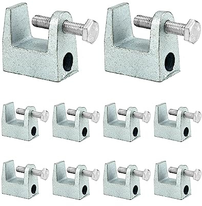 QWORK® 10 Stück trägerklemme, stehfalzklemme, verzinkter Stahl, M12(12mm), für brückenbau, hochbau
