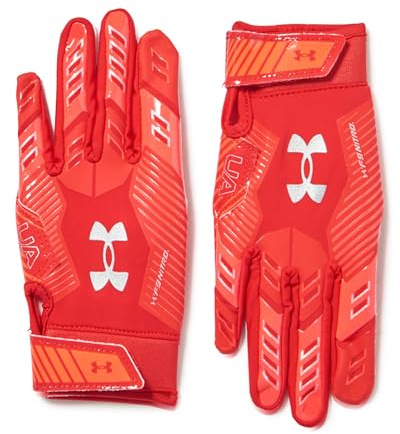 Under Armour Boys' F9 Nitro Football Gloves, (600) Red/Beta/Metallic Silver, Small