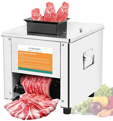 DISHENGZHEN 850W Meat Cutter Machine 3.5mm Electric Meat Slicer Shredded Cutting Machine Stainless Steel 330lb/h for Boneless Pork Chicken Fish for Family and Commercial Use (Meat thickness: 3.5mm)