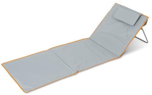 Stagecaptain Tapis de Plage “Layla” - Tapis rembourré avec Coussin, Dossier réglable, Sac zippé, Chaise Longue légère et Pliable avec Sangle de Transport.