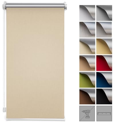Zero Home - Premium Verdunklungsrollo Ohne Bohren I Klemmrollos für Fenster und Türen Thermorollo I Klemmfix Rollo I Sichtschutz und Sonnenchutz I Blackout I 55x220cm - Beige