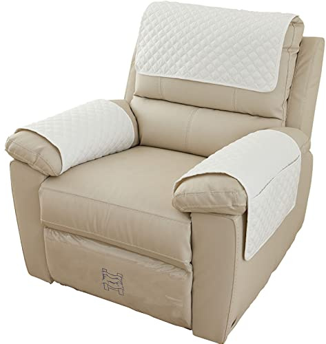 Funda para Reposabrazos De Sofá, Funda para Reposacabezas para Sillón Reclinable, Funda para Sillón 1/2/3 Plaza con Bolsillos, Protector De Muebles Acolchado Antideslizante (Beige,3 Plazas(5pcs))