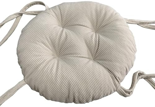 Premium Runde Hocker Sitzkissen, 6cm Dicken Sitzauflage Kord Stuhl Kissen rutschfest Stuhl Pads Mit Krawatten Super Weiches Kissen Pad (Durchmesser:30cm(12inch), Beige)