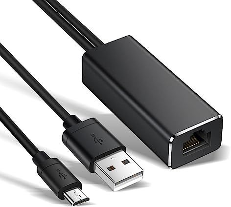 Aokicase LAN Ethernet Adapter for Amazon Fire Stick, ALL New Fire TV 3 and Chromecast 1, 2 and Ultra (Black)