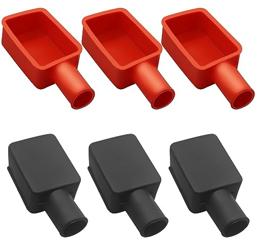 6 cubiertas de terminal de batería, protector de terminal de batería, cubierta de batería aislante, de goma suave, polos positivos y negativos, tapas de poste superior para coche, barco, motocicleta