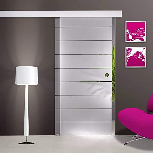 QIANMEI Sliding Door Track Kit Sliding Barn Door Hardware Hidden Track Kit 5ft-8.2ft ，Professional Aluminium Alloy Frameless Brushed Silver Hanging Rail For Glass Door (Size : 8.2ft/250cm track kit)