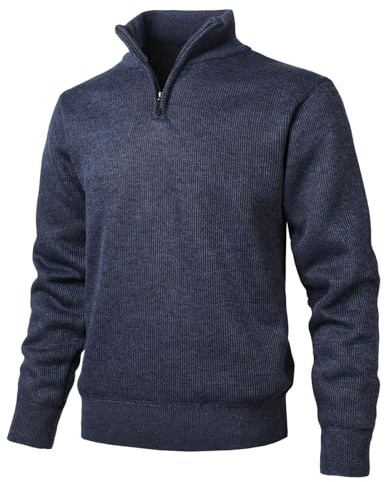Herothorn Pullover in Pile da Uomo con Collo Alto e Zip - Felpa in Micropile 1/4 di Zip a Manica Lunga Leggera Lavorata a Maglia - Pullover a Maglia Grossa Ispessita