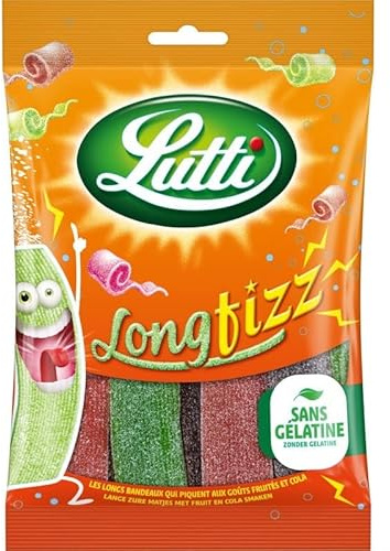 LUTTI - Bonbons Long Fizz 200G - Une explosion de douceur sucrée, format généreux de 200g pour les gourmands - Lot De 4