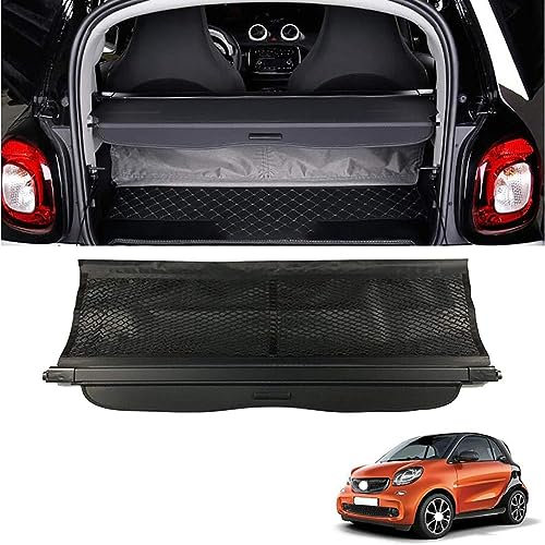 POWEC Laderaumabdeckung Kofferraum Schutz Abdeckung Cargo Cover Ersatz, für Smart Fortwo 2015-2020 Schwarz Ausziehbar Kofferraumabdeckung Rollo