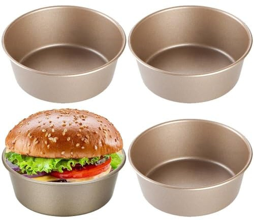 AMOYER 4 Pezzi Tortiera Rotonda Piccola Mini teglie Teglie da Cucina antiaderenti per Smash Cakes Cheesecake Uova Fritte, Friggitrice ad Aria sicura