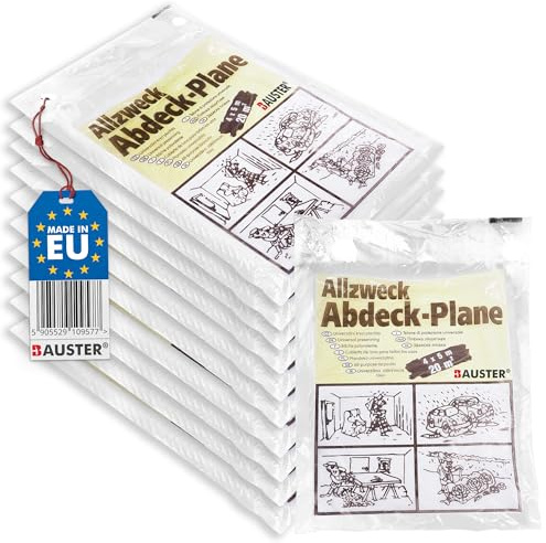 BAUSTER® 10er Abdeckfolie Maler 4x5 m Transparent Plane Baufolie Staubschutzfolie Allzweck-Folie Malerplane Malerfolie Abdeckfolie für Renovierung und Umzug