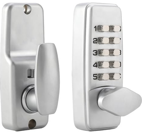 Mechanical Keyless Entry Door Lock, 2-8 Digit Keypad, Water-Proof Zinc Alloy, Embedded Outdoor Gate Door Locks Set with Keypad and Handle, Easy to Install, for Garden, Garage, Yard