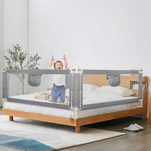 Willonin Bettgitter für Babys, Sicherheitsgitter für Kinder, Bett, höhenverstellbar, Bettschiene mit Schutz für Kleinkinder, Babys und Kinder (150 cm)