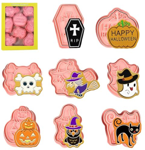 8 Piezas Moldes y Cortadores Galleta Halloween 3D
