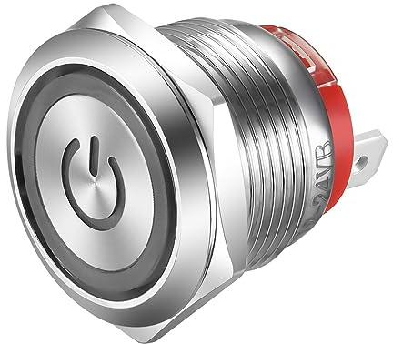 Gebildet 19mm 15A/220VCA LED Blu Interruttore a Pulsante in Acciaio Inossidabile con Fermo Interruttore Impermeabile a 4 Pin SPST Pulsante di Tipo Corto