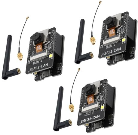 Für ESP32 CAM, QIQIAZI für ESP32-CAM-MB Dual-Core WiFi Bluetooth mit Kamera OV2640 + 2,4 G Antennen IPEX, Micro-USB, mit Steckplatz für TF-Karte, kompatibel mit Arduino(3 Stück)