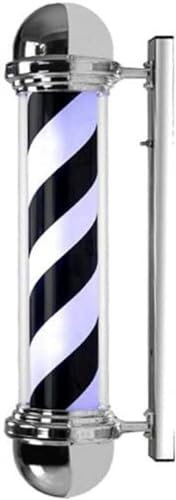 ININOSNP Poste de barbería Giratorio e Iluminado, lámpara Led de luz de Rayas Blancas y Negras giratorias montable en Pared, 1 ud.