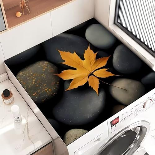 Highdi Housse de Protection pour Machine à Laver Top, Pierres Colorées Coussin de Machine à Laver Antidérapant Housse de Machine à Laver Ou Sèche-Linge (30 * 40cm,Pierre Noire)