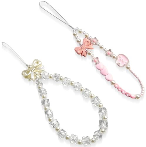 OQKAHIV 2 pcs Cadenas de teléfono con Cuentas, Cuerda Para Movil, Colgante de Mano para Móvil, Cordón de Teléfono, Correa De Muñeca con Cordón para Teléfono, accesorios de decoración de teléfono móvil