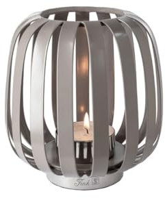 Fink MAMBAIA, Windlicht ohne Glas, Eisen, pulverbeschichtet, vernickelt, glatt, Hellbraun, silberfarben, L. 16,5 cm, B. 16,5 cm, H. 17 cm