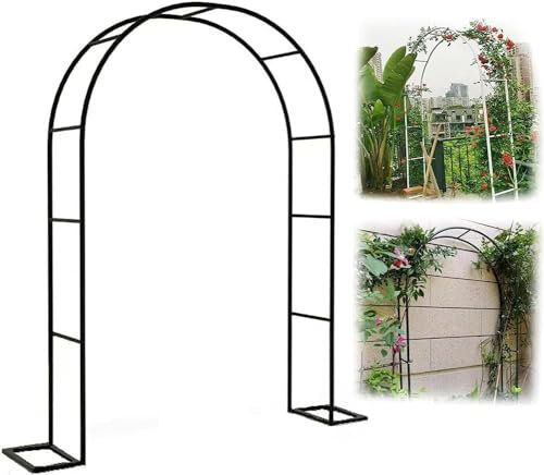 Arche de jardin en métal noir résistant aux intempéries - 3,5 m de large - Cadre d'arche de mariage pour arches de roses, entrées de jardin et support décoratif